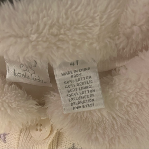Koala Kids Embroidered🪡Stars⭐️& Hearts💕Buttoned Knit Sweater Ivory Sz4T - Picture 2 of 6
